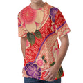 Cherry Blossom Kimono Pattern Print Men's Velvet T-Shirt
