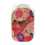 Cherry Blossom Kimono Pattern Print Mesh Laundry Hamper