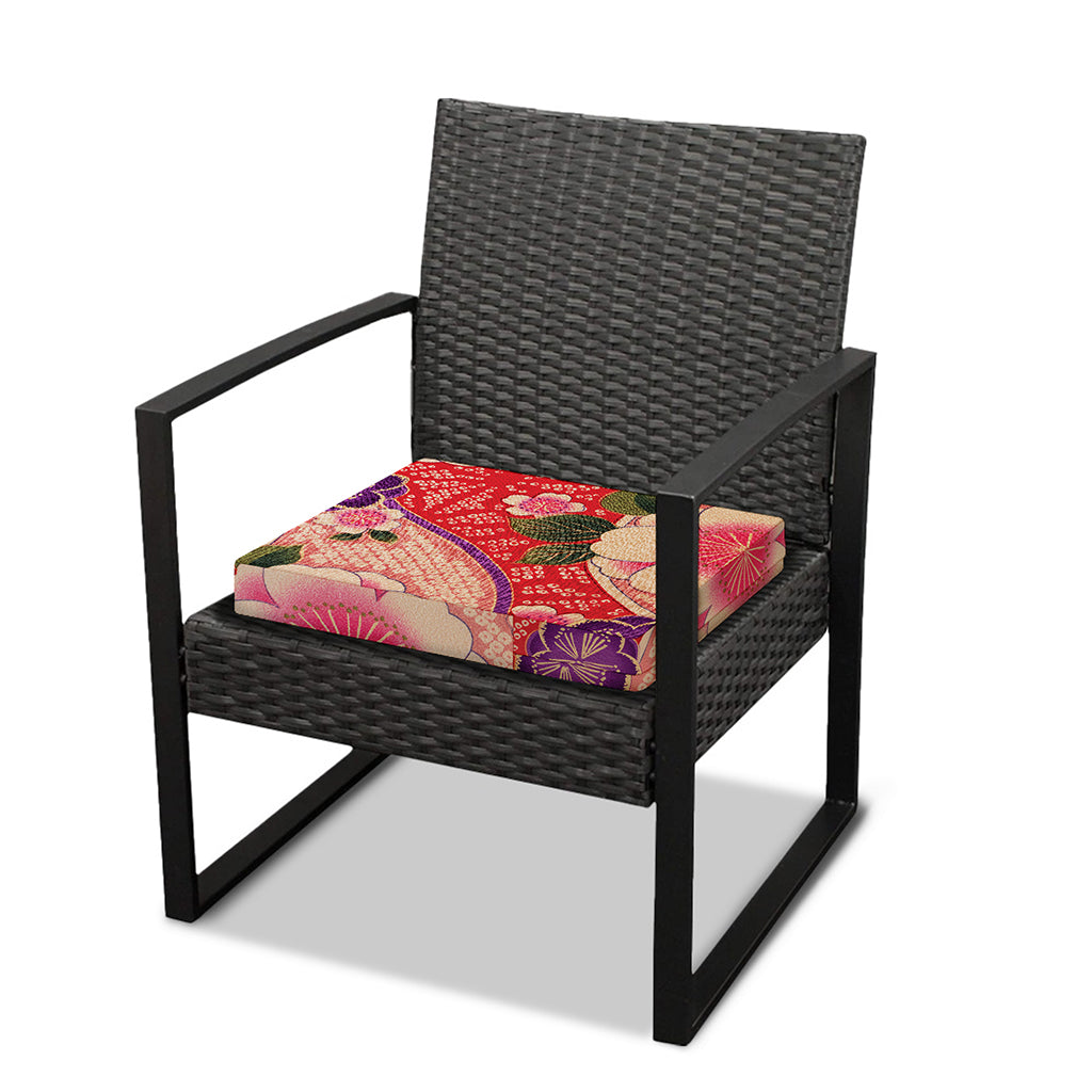 Cherry Blossom Kimono Pattern Print Outdoor Seat Cushion Cover