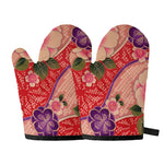 Cherry Blossom Kimono Pattern Print Oven Mitts