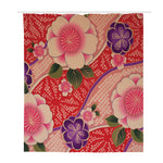 Cherry Blossom Kimono Pattern Print Polyester Shower Curtain