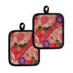 Cherry Blossom Kimono Pattern Print Pot Holders