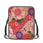 Cherry Blossom Kimono Pattern Print Rectangular Crossbody Bag