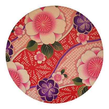 Cherry Blossom Kimono Pattern Print Round Blanket