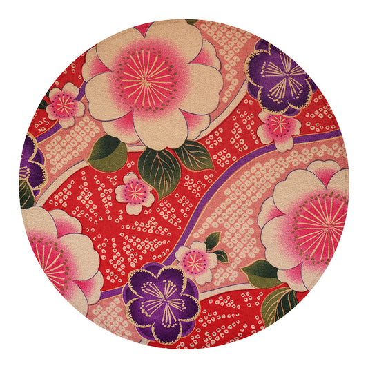 Cherry Blossom Kimono Pattern Print Round Blanket