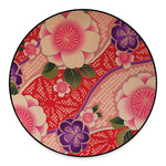 Cherry Blossom Kimono Pattern Print Round Floor Mat