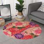 Cherry Blossom Kimono Pattern Print Round Rug