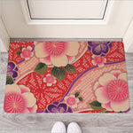 Cherry Blossom Kimono Pattern Print Rubber Doormat