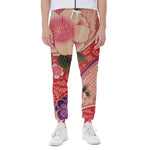 Cherry Blossom Kimono Pattern Print Scuba Joggers