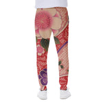 Cherry Blossom Kimono Pattern Print Scuba Joggers