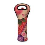 Cherry Blossom Kimono Pattern Print Single Neoprene Wine Tote