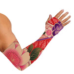 Cherry Blossom Kimono Pattern Print Sun Protection Arm Sleeves