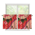 Cherry Blossom Kimono Pattern Print Tier Curtains