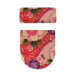 Cherry Blossom Kimono Pattern Print Toilet Lid And Tank Cover Set