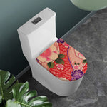 Cherry Blossom Kimono Pattern Print Toilet Lid Cover