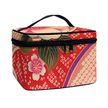 Cherry Blossom Kimono Pattern Print Travel Makeup Bag