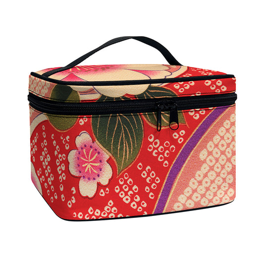 Cherry Blossom Kimono Pattern Print Travel Makeup Bag