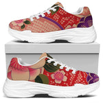 Cherry Blossom Kimono Pattern Print White Chunky Shoes