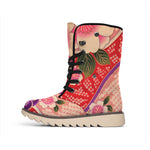 Cherry Blossom Kimono Pattern Print Winter Boots