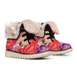 Cherry Blossom Kimono Pattern Print Winter Boots
