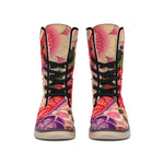 Cherry Blossom Kimono Pattern Print Winter Boots