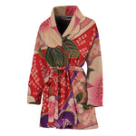 Cherry Blossom Kimono Pattern Print Women's Bathrobe