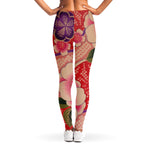 Cherry Blossom Kimono Pattern Print Women's Leggings