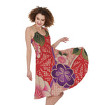 Cherry Blossom Kimono Pattern Print Women's Sleeveless Dress