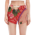 Cherry Blossom Kimono Pattern Print Women's Split Running Shorts