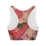 Cherry Blossom Kimono Pattern Print Women's Sports Bra