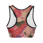 Cherry Blossom Kimono Pattern Print Women's Sports Bra