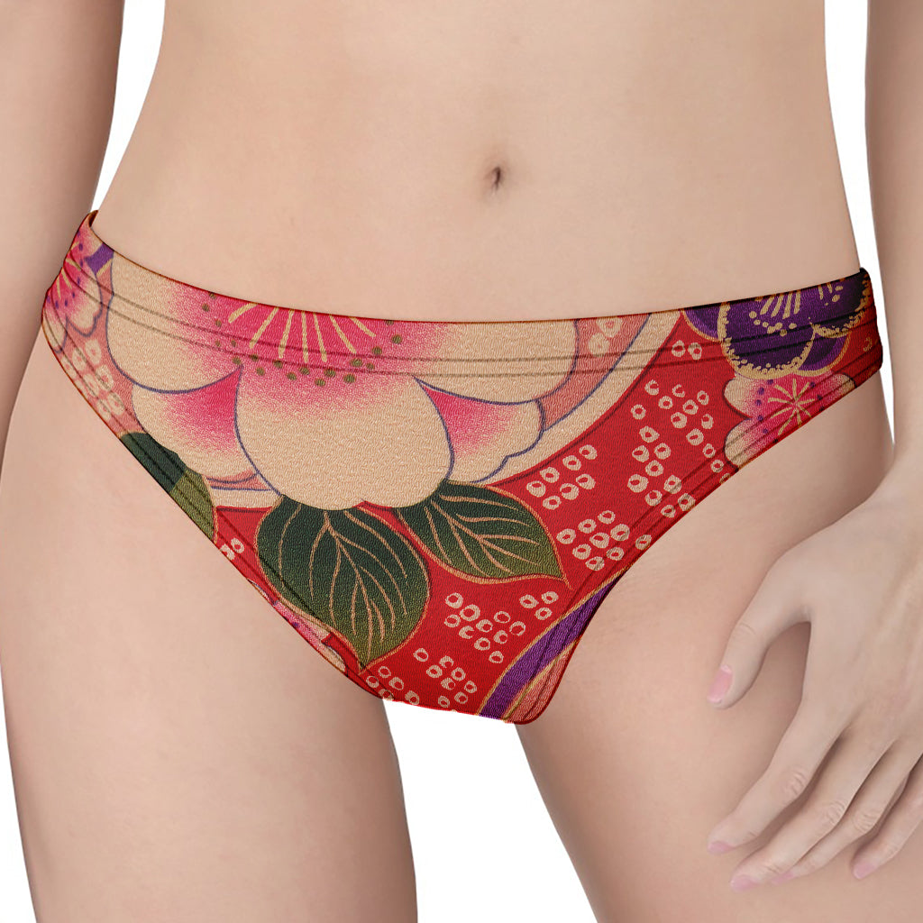 Cherry Blossom Kimono Pattern Print Women's Thong