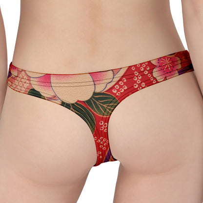 Cherry Blossom Kimono Pattern Print Women's Thong
