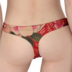 Cherry Blossom Kimono Pattern Print Women's Thong