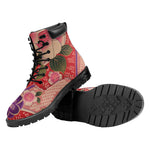 Cherry Blossom Kimono Pattern Print Work Boots
