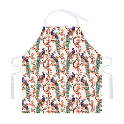 Cherry Blossom Peacock Print Adjustable Apron