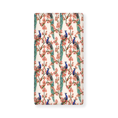 Cherry Blossom Peacock Print Baby Crib Sheet