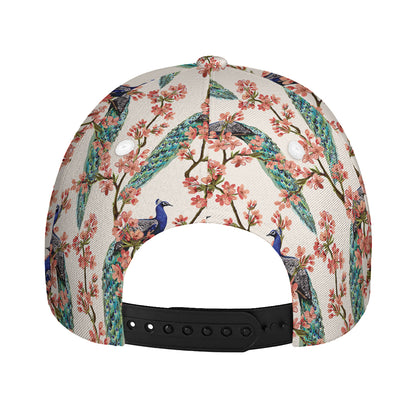 Cherry Blossom Peacock Print Baseball Cap
