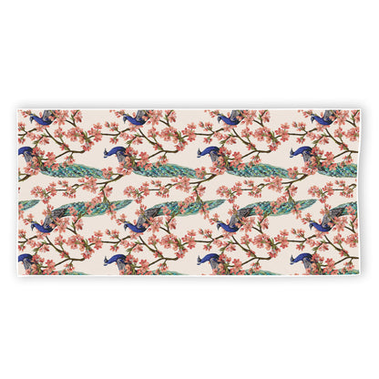 Cherry Blossom Peacock Print Beach Towel