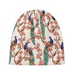 Cherry Blossom Peacock Print Beanie