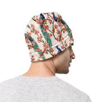 Cherry Blossom Peacock Print Beanie