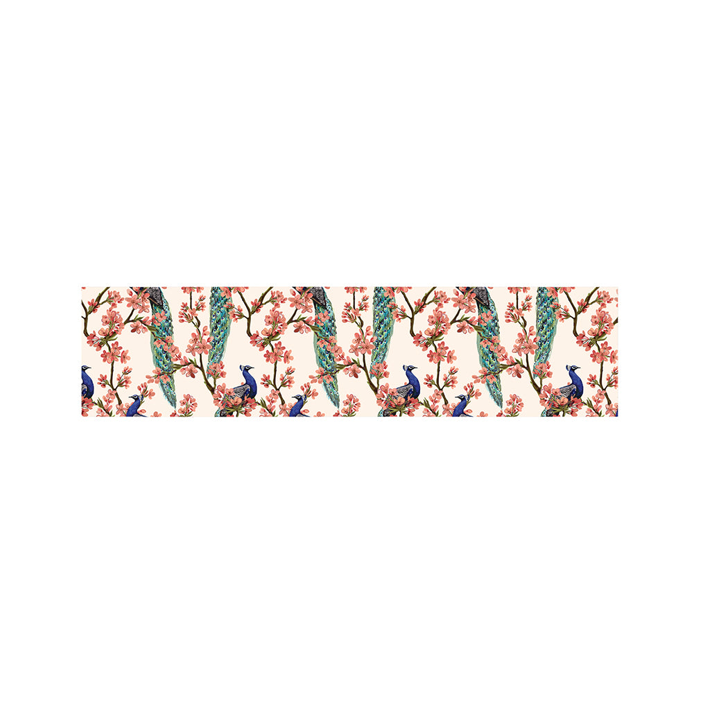 Cherry Blossom Peacock Print Bed Runner