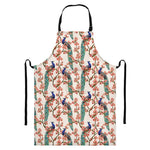 Cherry Blossom Peacock Print Bib Apron With Pocket