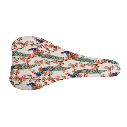Cherry Blossom Peacock Print Bicycle Seat Cover