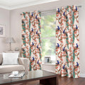 Cherry Blossom Peacock Print Dimout Grommet Curtains