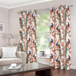 Cherry Blossom Peacock Print Blackout Grommet Curtains