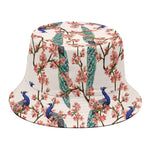Cherry Blossom Peacock Print Bucket Hat