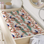 Cherry Blossom Peacock Print Changing Pad Cover