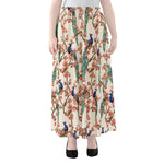 Cherry Blossom Peacock Print Chiffon Maxi Skirt