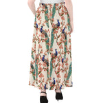 Cherry Blossom Peacock Print Chiffon Maxi Skirt